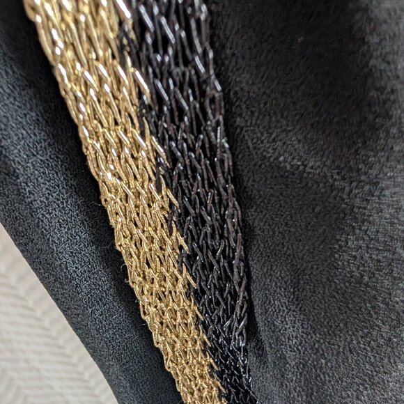 La Morena Black Pants Gold Side Stripe Detail Pull-On Waist | Size M (40) NWT - Picture 4 of 7